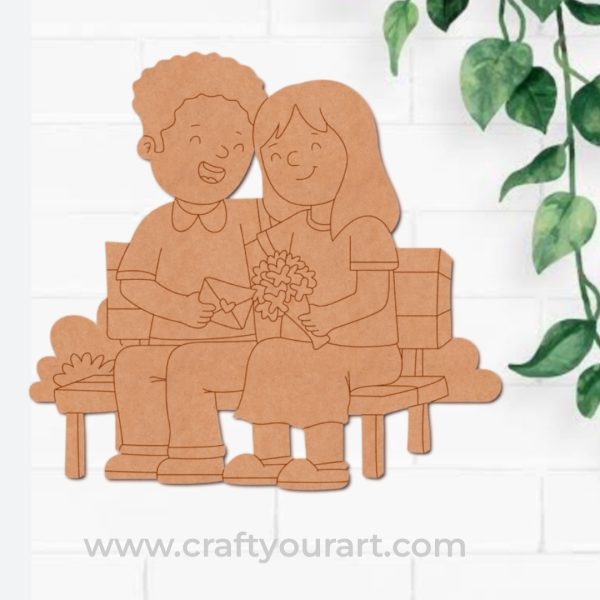 Couple On Bench Pre Marked MDF Design 1