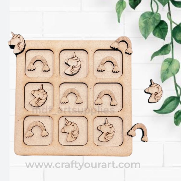 Tic Tac Toe Unicorn Theme Design 1
