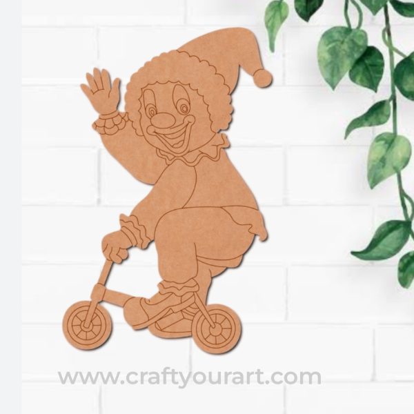 Clown On Bicycle Pre Marked MDF Design 1