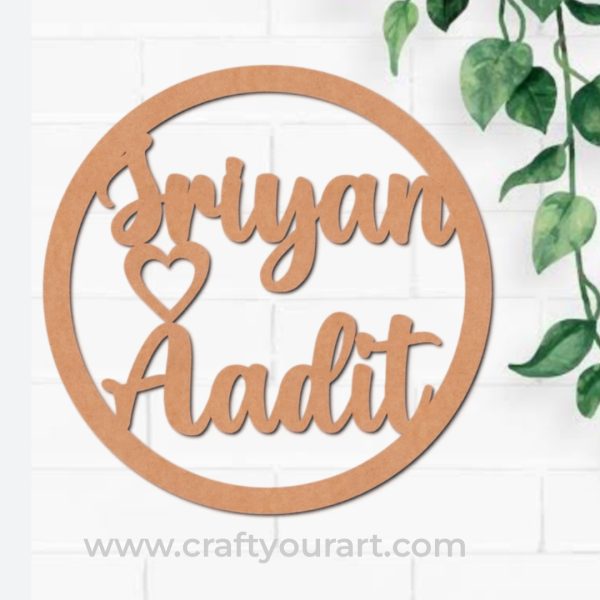 Macrame Ring Circle With Name MDF Design 1
