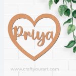 Macrame Ring Heart With Name MDF Design 1