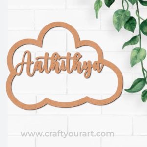 Macrame Ring Cloud With Name Cutout MDF Design 2