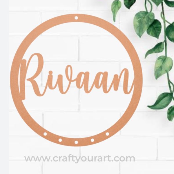 Macrame Ring Circle With Name MDF Design 3