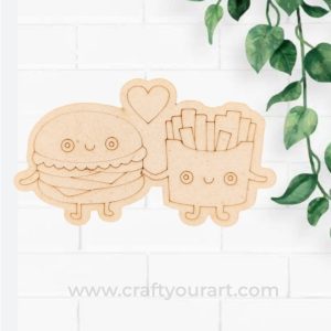 Burger n Fries in Love Pre Marked Design 1