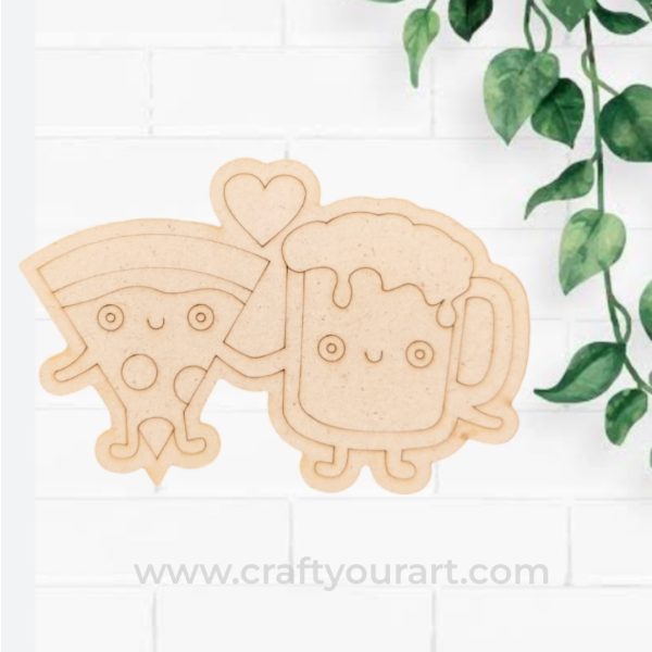 Pizza n Beer Mug in Love Pre Marked Design 1