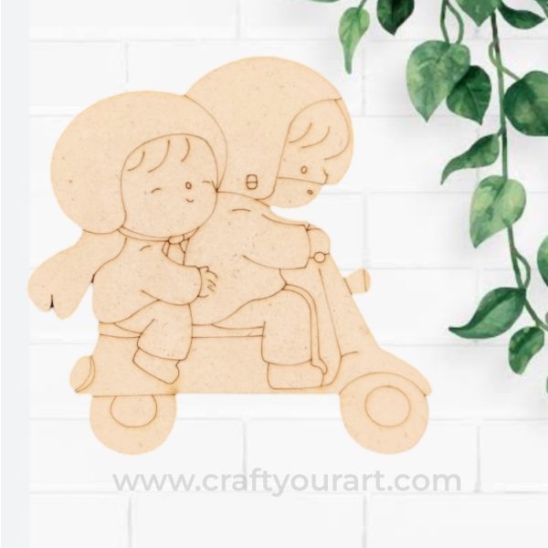 Couple On Scooter Pre Marked MDF Design 3