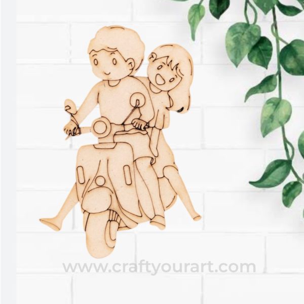 Couple On Scooter Pre Marked MDF Design 6