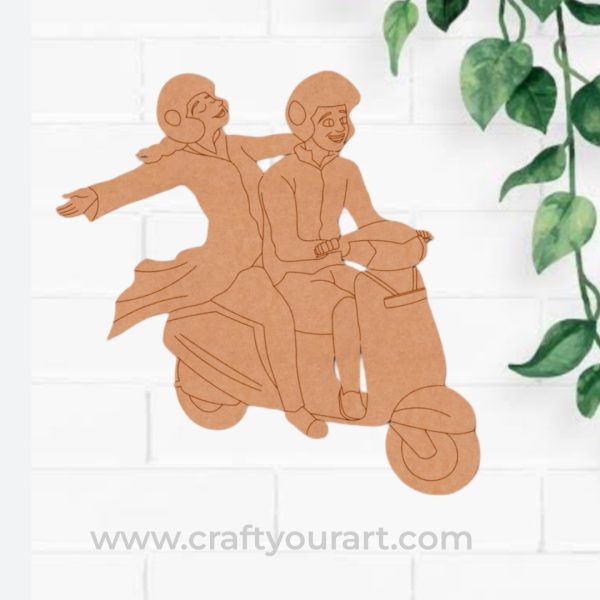 Couple On Scooter Pre Marked MDF Design 2