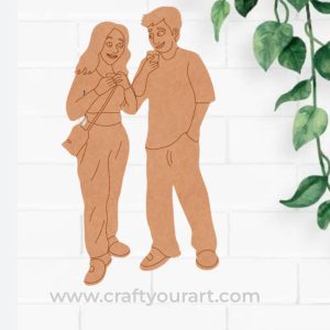 Couple Having Chai Pre Marked MDF Design 1