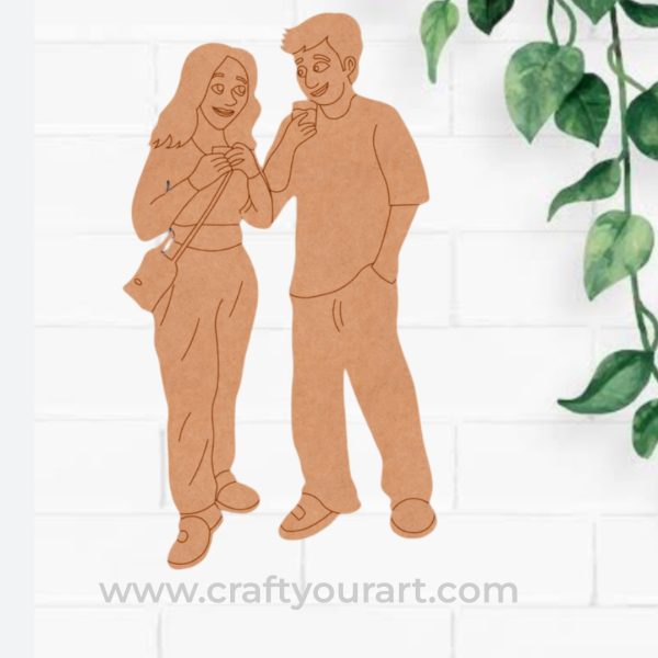 Couple Having Chai Pre Marked MDF Design 1