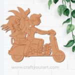 Couple On Scooter With Plants Pre Marked MDF Design 1