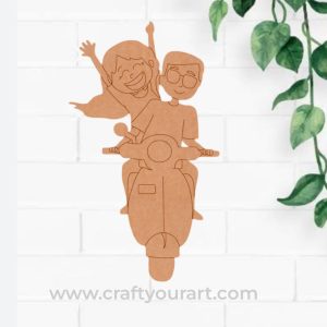 Couple On Scooter Pre Marked MDF Design 1