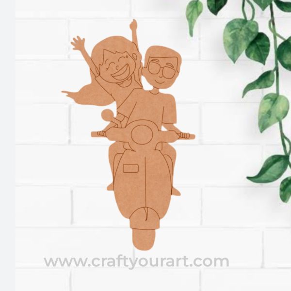 Couple On Scooter Pre Marked MDF Design 1