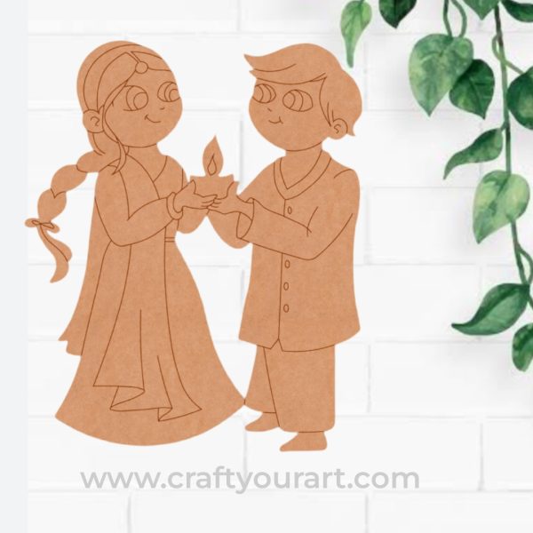 Couple Holding Diya Pre Marked MDF Design 1