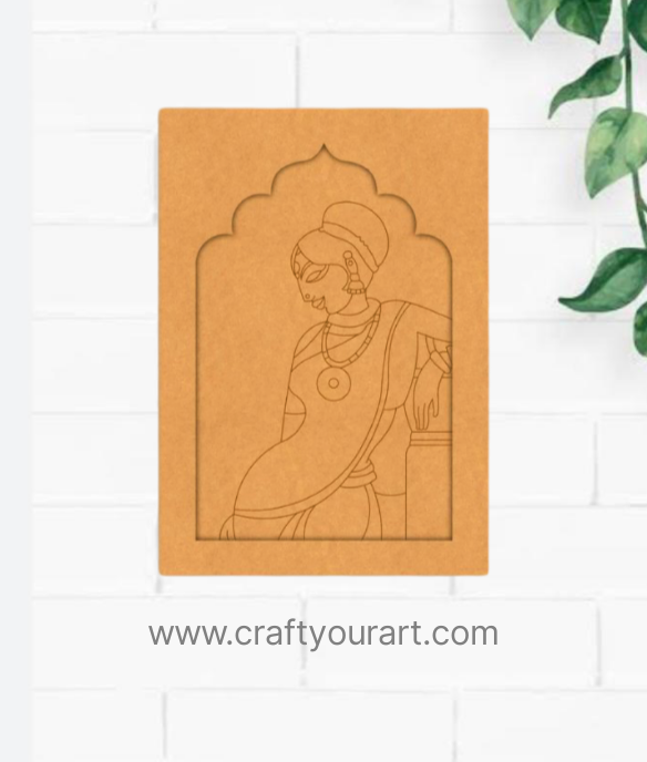 Premarked Jharokha Design  MDF 8 rajasthani woman