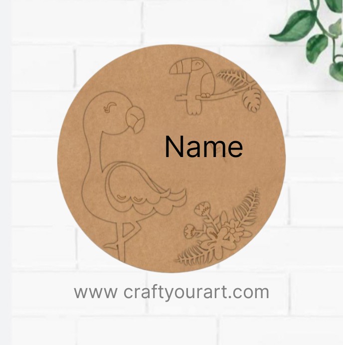 Flamingo Nameplate MDF Design 1