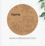 Owls Round Nameplate MDF Design 1