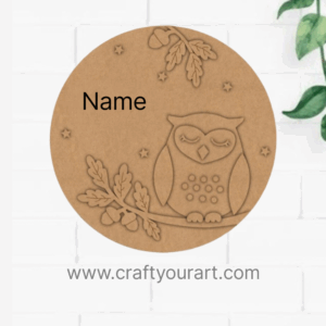 Owls Round Nameplate MDF Design 1