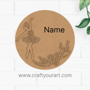 Dancing Girl Flower Nameplate MDF Design 1
