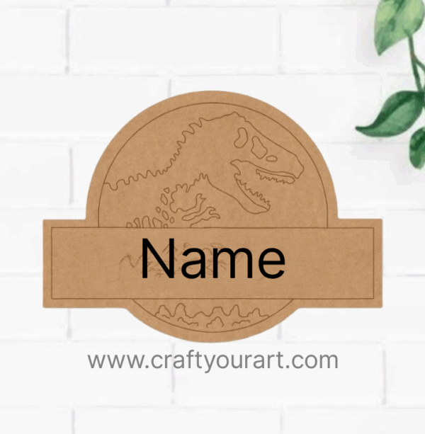 Jurassic Park Themed Nameplate MDF Design 1