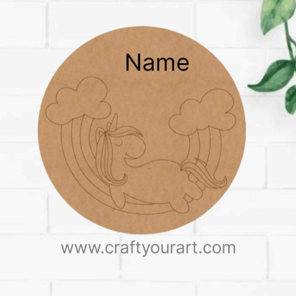 Rainbow Unicorn Nameplate MDF Design 1