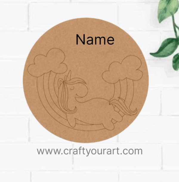 Rainbow Unicorn Nameplate MDF Design 1