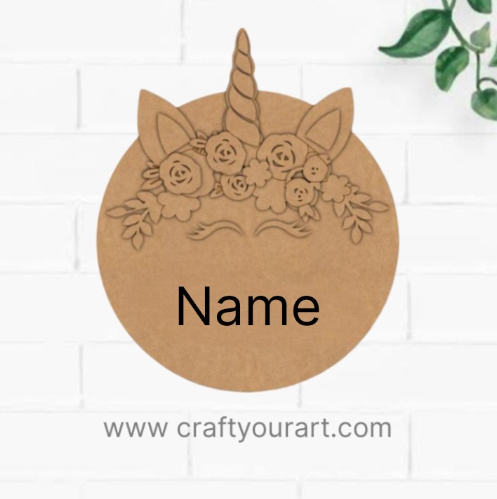 Unicorn Nameplate MDF Design 4