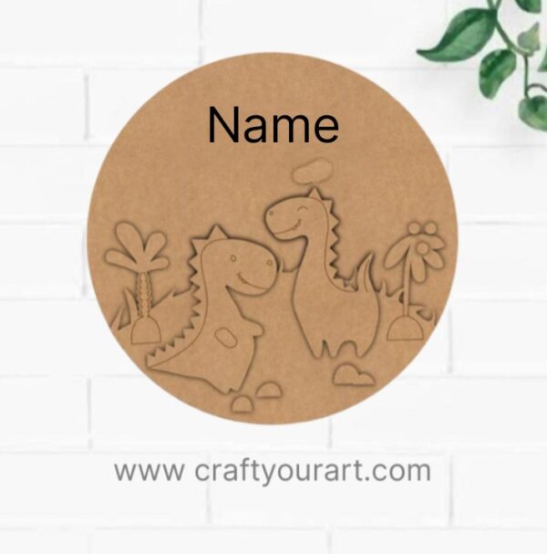 Dinosaur Nameplate MDF Design 1