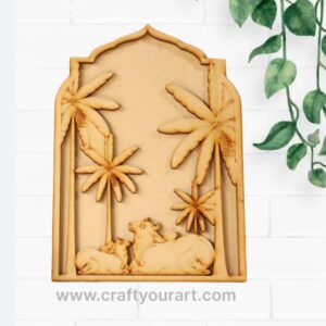 Pichwai Cow Jharokha Frame Pre Marked MDF Design 1