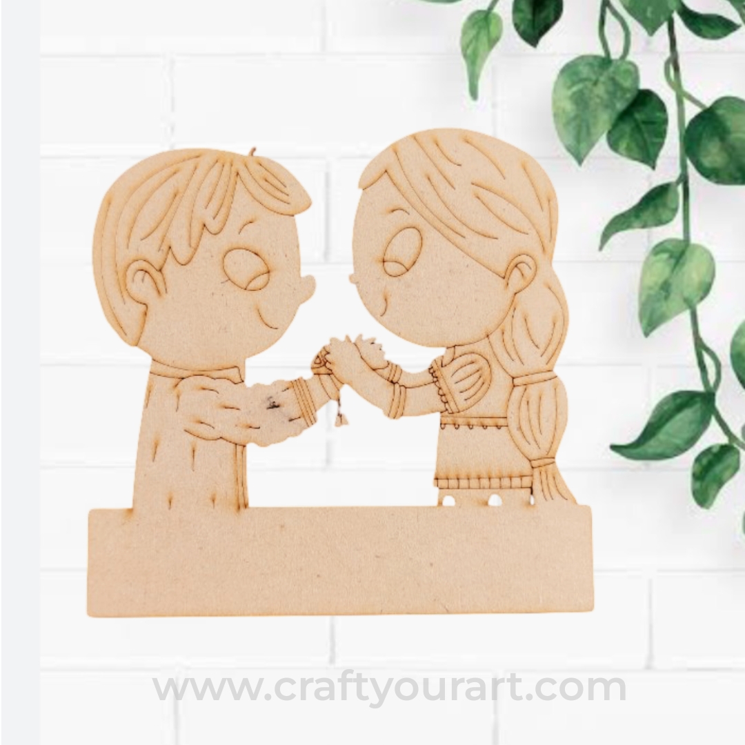 Brother and Sister Pre Marked MDF Mini Nameboard Design 1