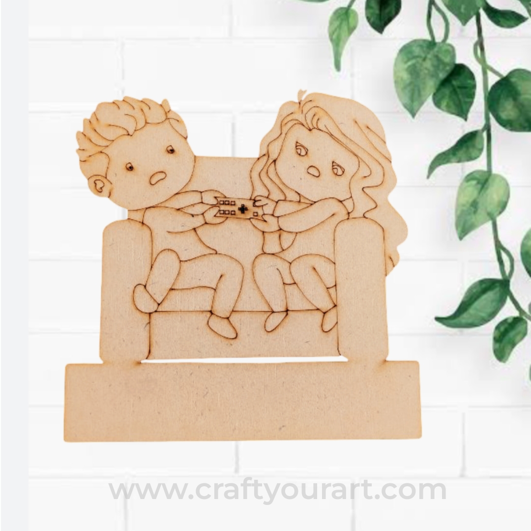 Brother and Sister Pre Marked MDF Mini Nameboard Design 3