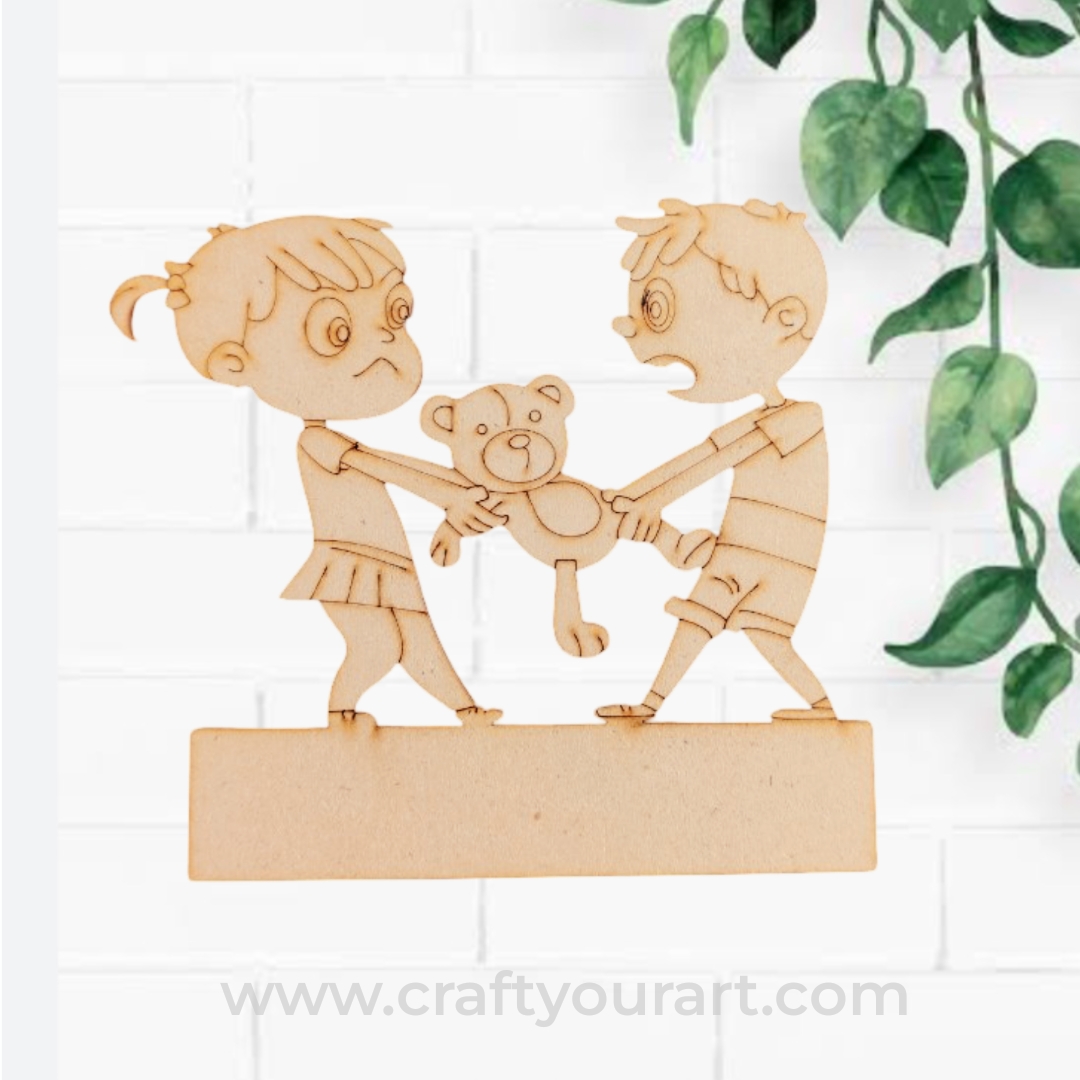 Brother and Sister Pre Marked MDF Mini Nameboard Design 10
