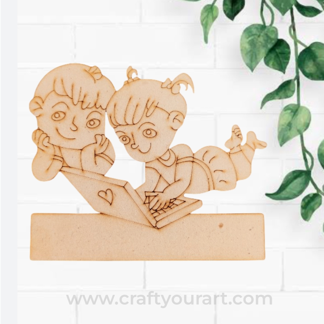 Brother and Sister Pre Marked MDF Mini Nameboard Design 12