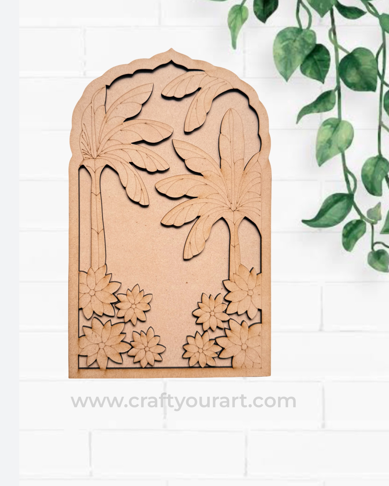 Banana Tree Mehrab Frame Pre Marked MDF Design 1
