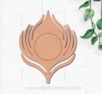 Peacock Feather Diya Tealight Holder MDF Design 1