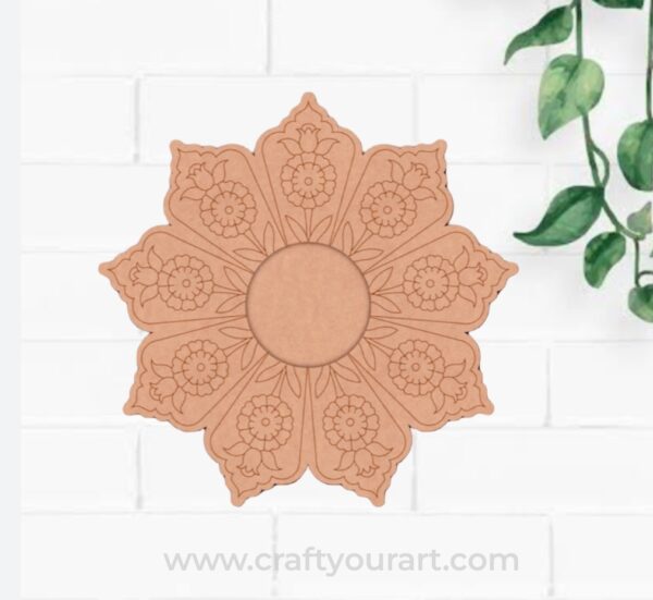 Floral Diya Tealight Holder Pre Marked MDF Design 1