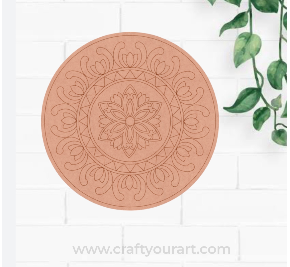 Flower Mandala Pre Marked Round MDF Design 2