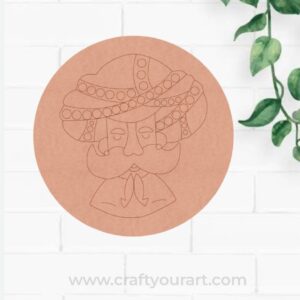 Rajasthani Man Pre Marked Round MDF Design 1