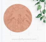 Madhubani Maharani With Deer Pre Marked Round MDF Design 1