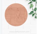 Madhubani Maharani With Parrot Pre Marked Round MDF Design 1