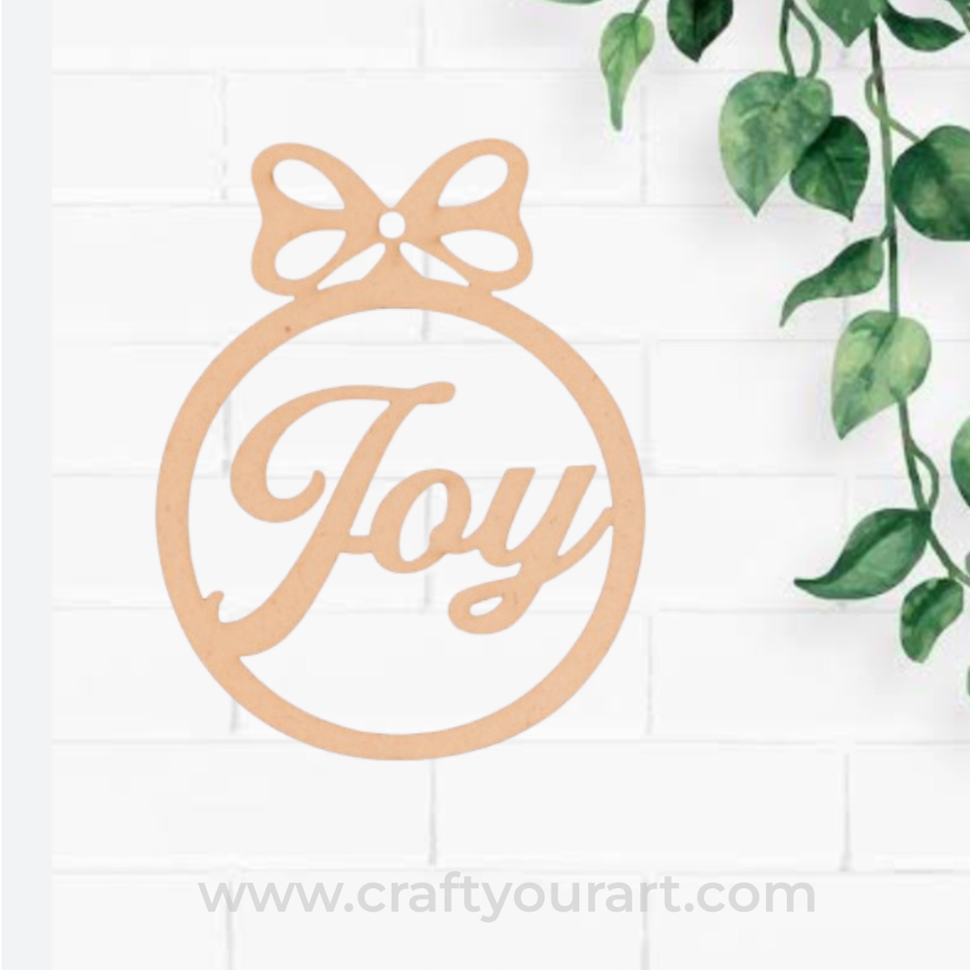 Joy Christmas Ornament MDF Cutout Design 1