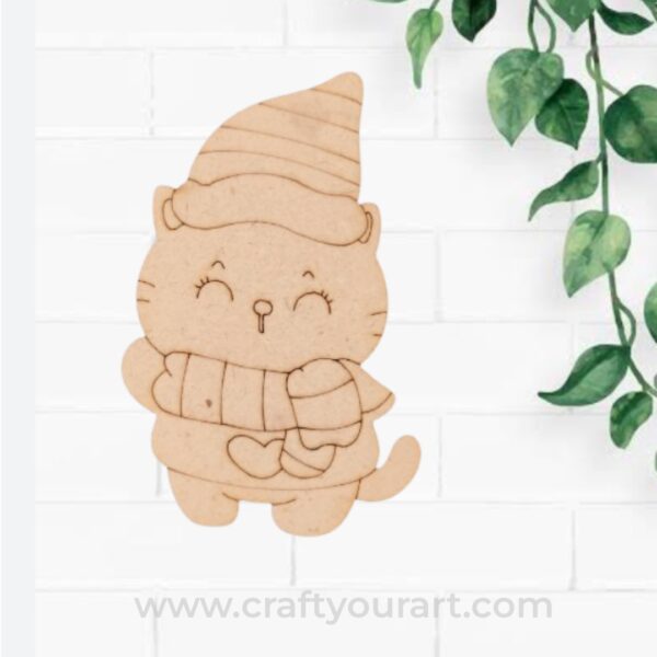 Snow Kitty Pre Marked MDF Design 1