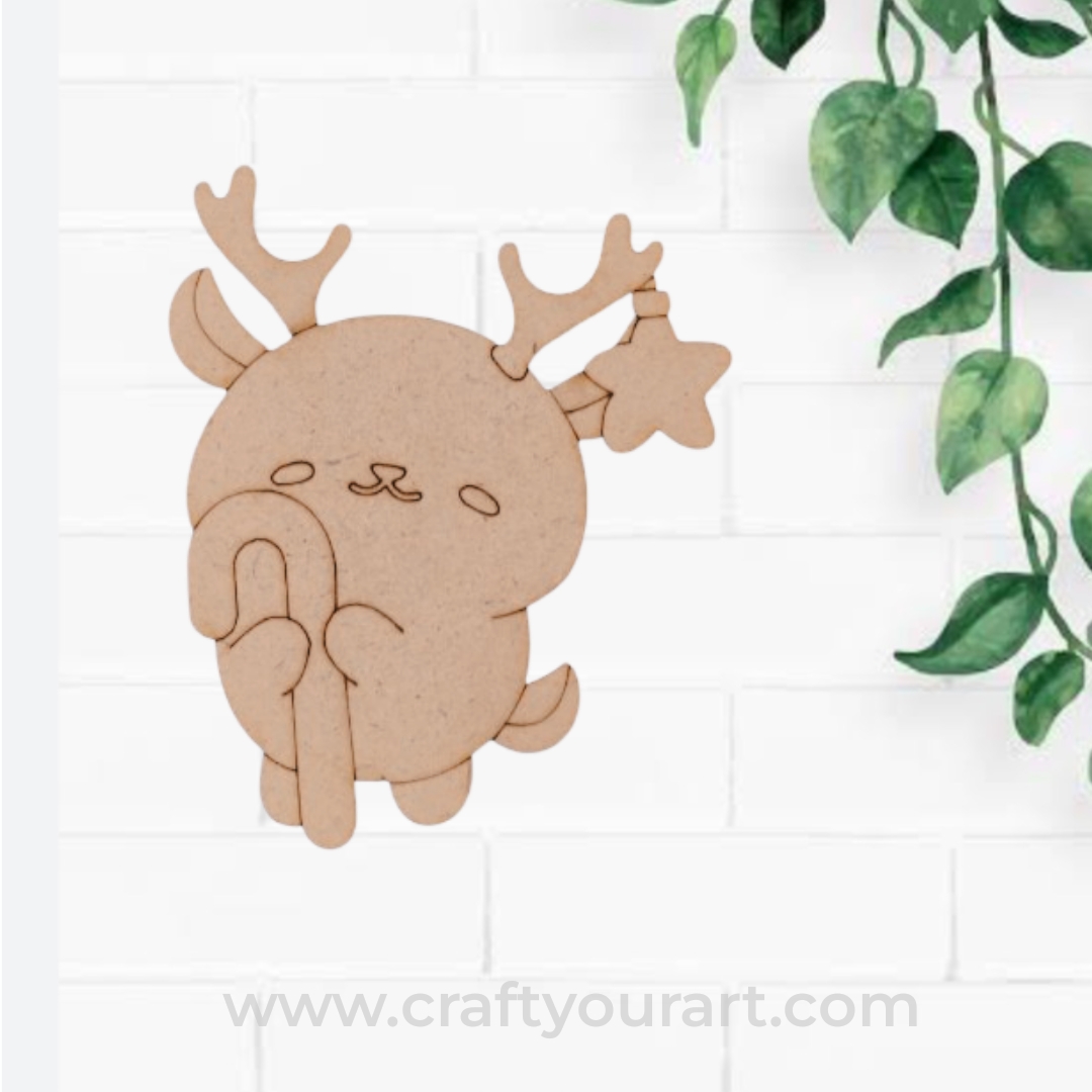 Snow Reindeer Pre Marked MDF Design 1