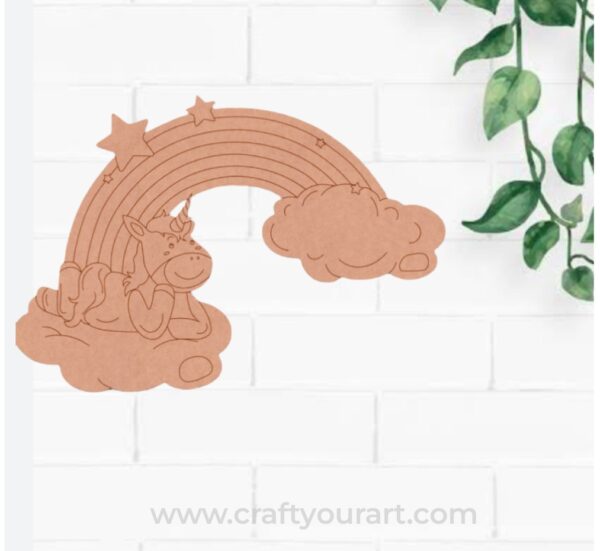 Unicorn Clouds Rainbow Pre Marked MDF Design 2