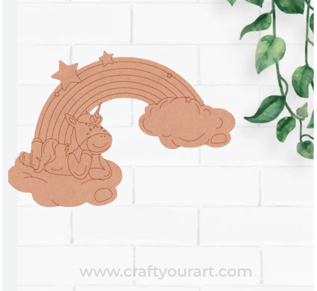 Unicorn Clouds Rainbow Pre Marked MDF Design 2