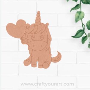 Unicorn With Heart Pre Marked MDF Design 1