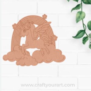 Unicorn Clouds Rainbow Pre Marked MDF Design 1