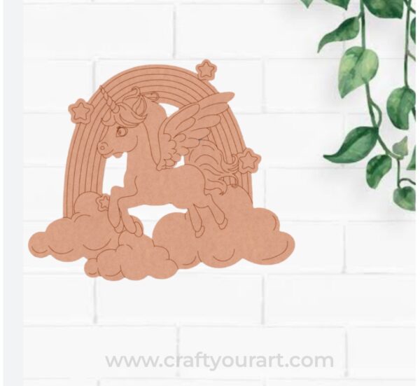 Unicorn Clouds Rainbow Pre Marked MDF Design 1