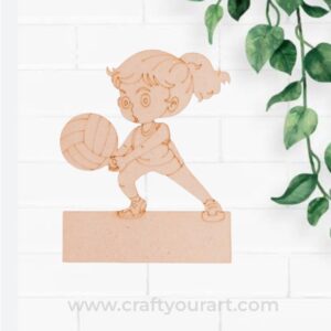 Volley Ball Girl Mini Pre Marked Nameboard MDF Design 1