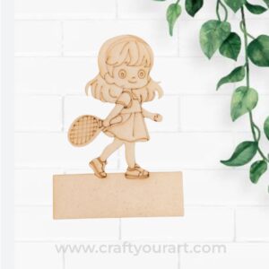 Tennis Girl Mini Pre Marked Nameboard MDF Design 2
